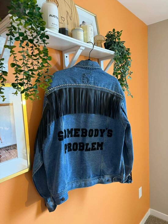 Jackets & Blazers - Custom Denim Jacket “Somebody’s Problem” Morgan Wallen Size L
